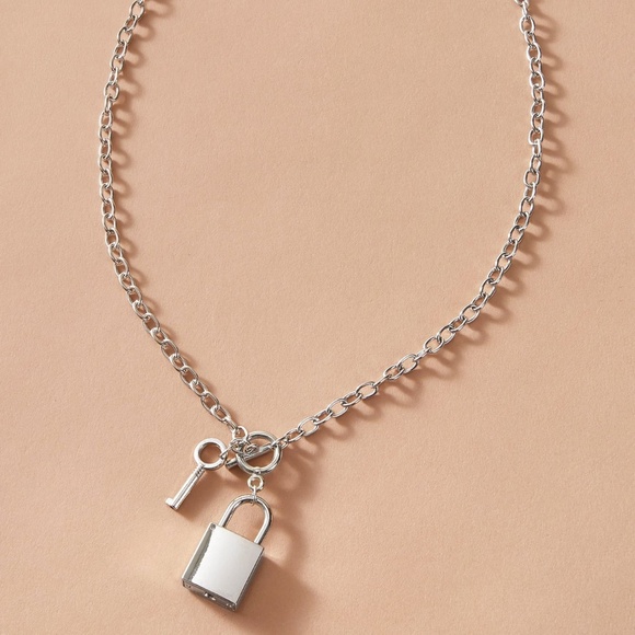 Brandy Melville Jewelry - Key Open The Lock  Silver  Necklace.